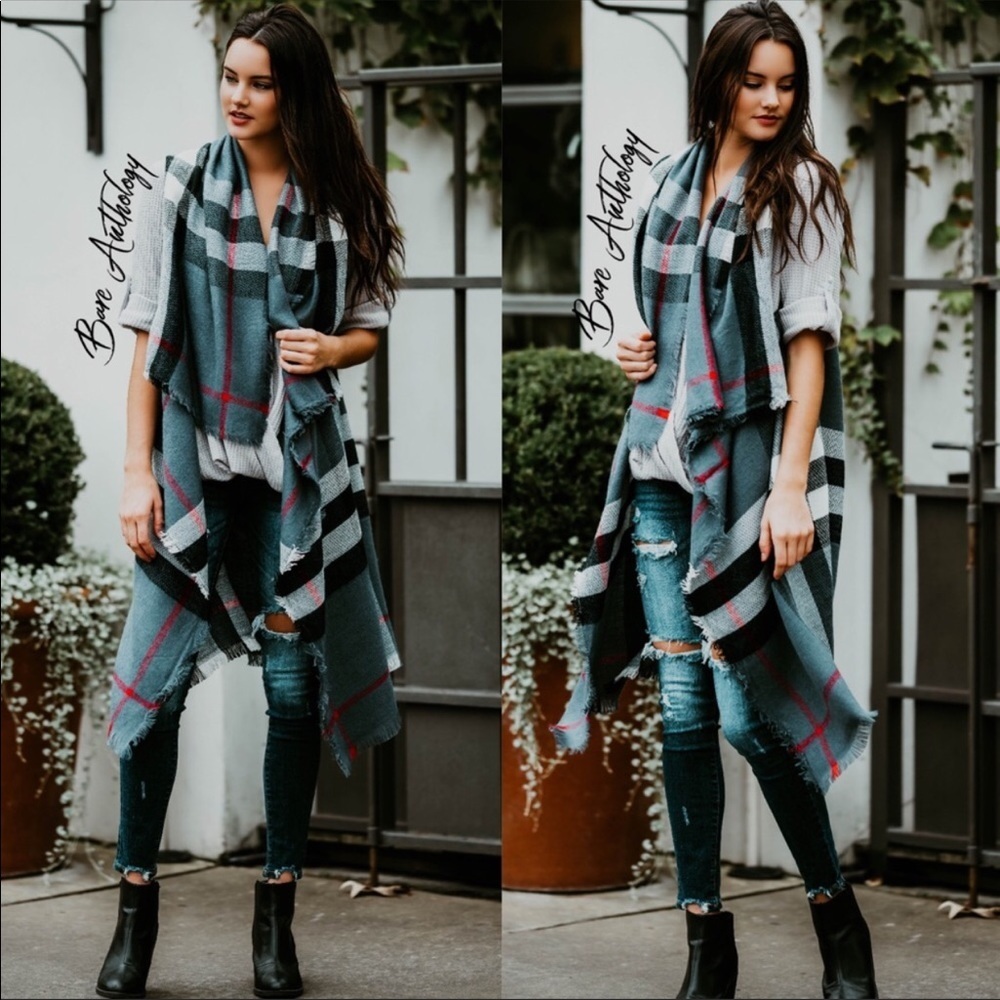 Plaid Waterfall Vest